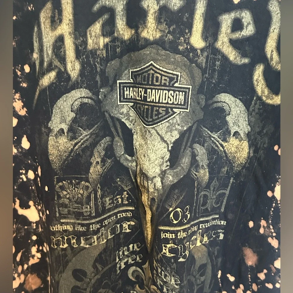 Harley-Davidson Black and Orange Bleached Logo Tee Heritage Lisle, IL - Picture 2 of 4